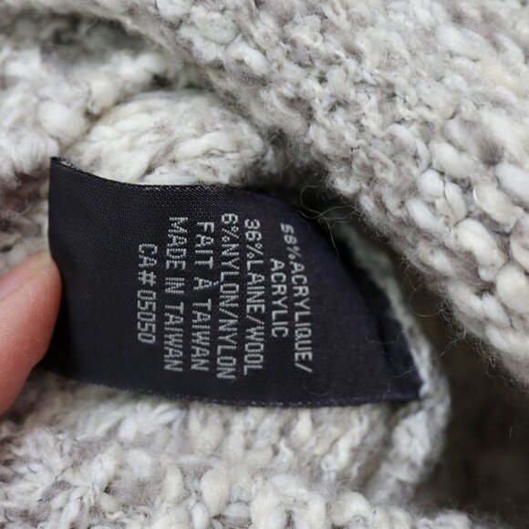 Y2K Cloud Grey/Ivory Marl Knit Sweater w/ Asymmetric Side Button Detail, Fitted - Picture 7 of 8